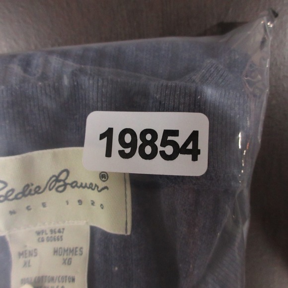 Vintage Eddie Bauer Sweater Mens XL Blue Short Sleeve Ringer Tee Knit Henley NEW - Picture 8 of 8